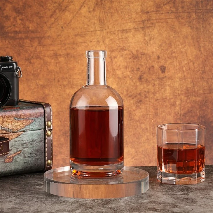500ml Round Empty Flint Glass Bottle Liquor Wine Whisky