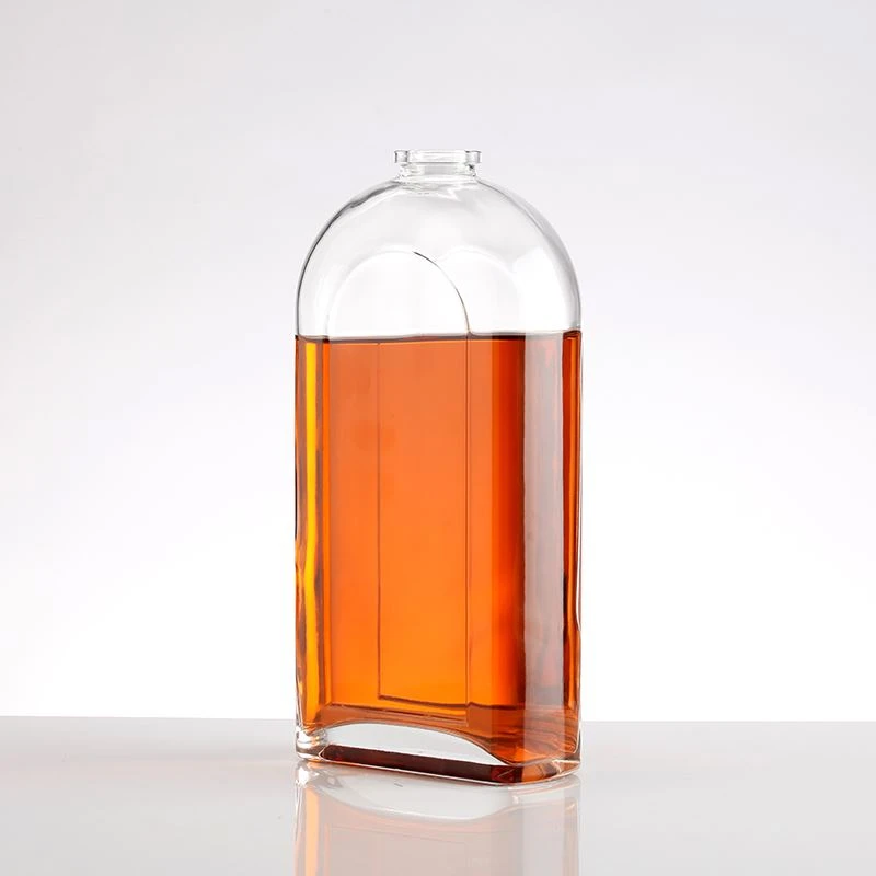 Empty Square Whiskey Glass Bottle With Wooden Cap