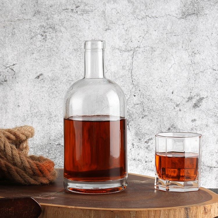 Exquisite Decal 750ml Round Glass Bottle With Cork