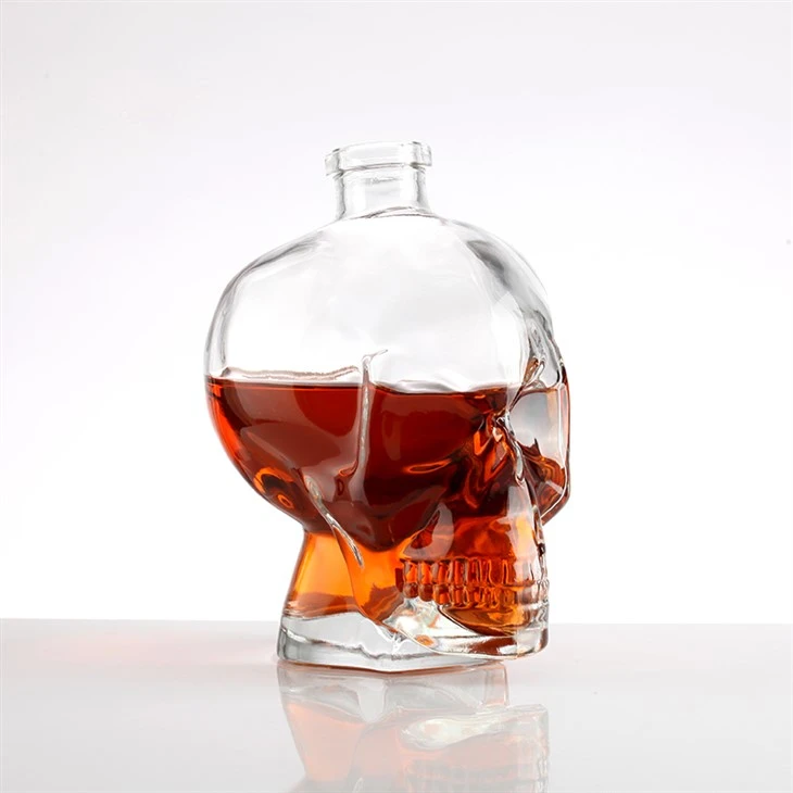 Skull Clear Glass Bottle With Black Cap